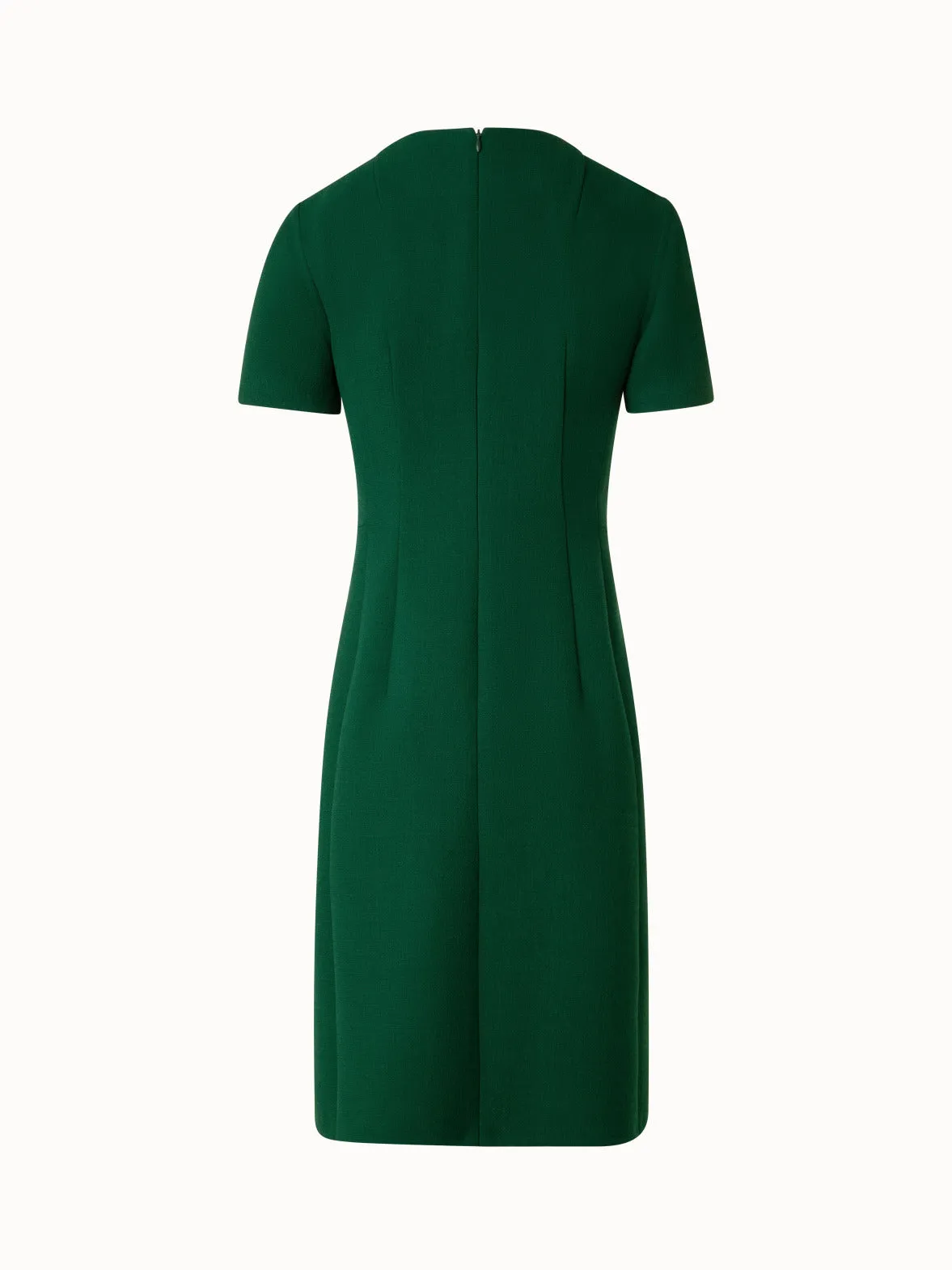 Short Sleeves Sheath Dress in Wool Double-Face 