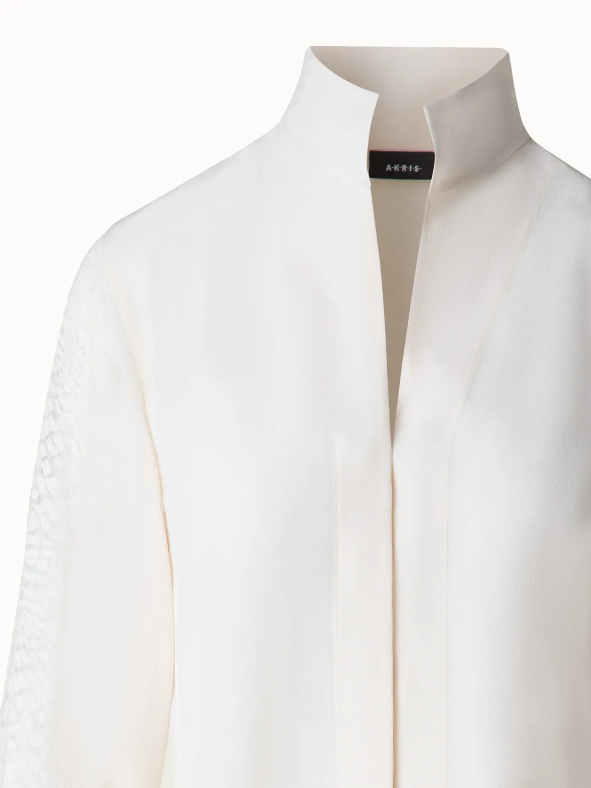 Silk Blouse with Wave Lace Akris