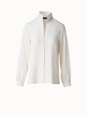Silk Blouse with Wave Lace Akris