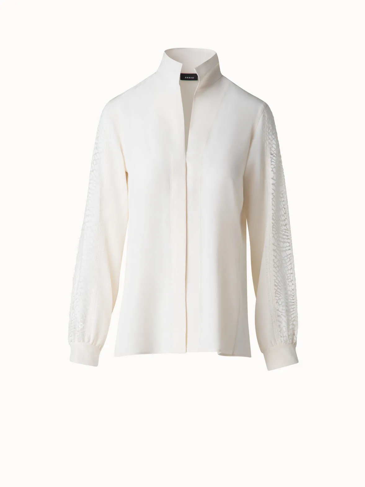 Silk Blouse with Wave Lace Akris