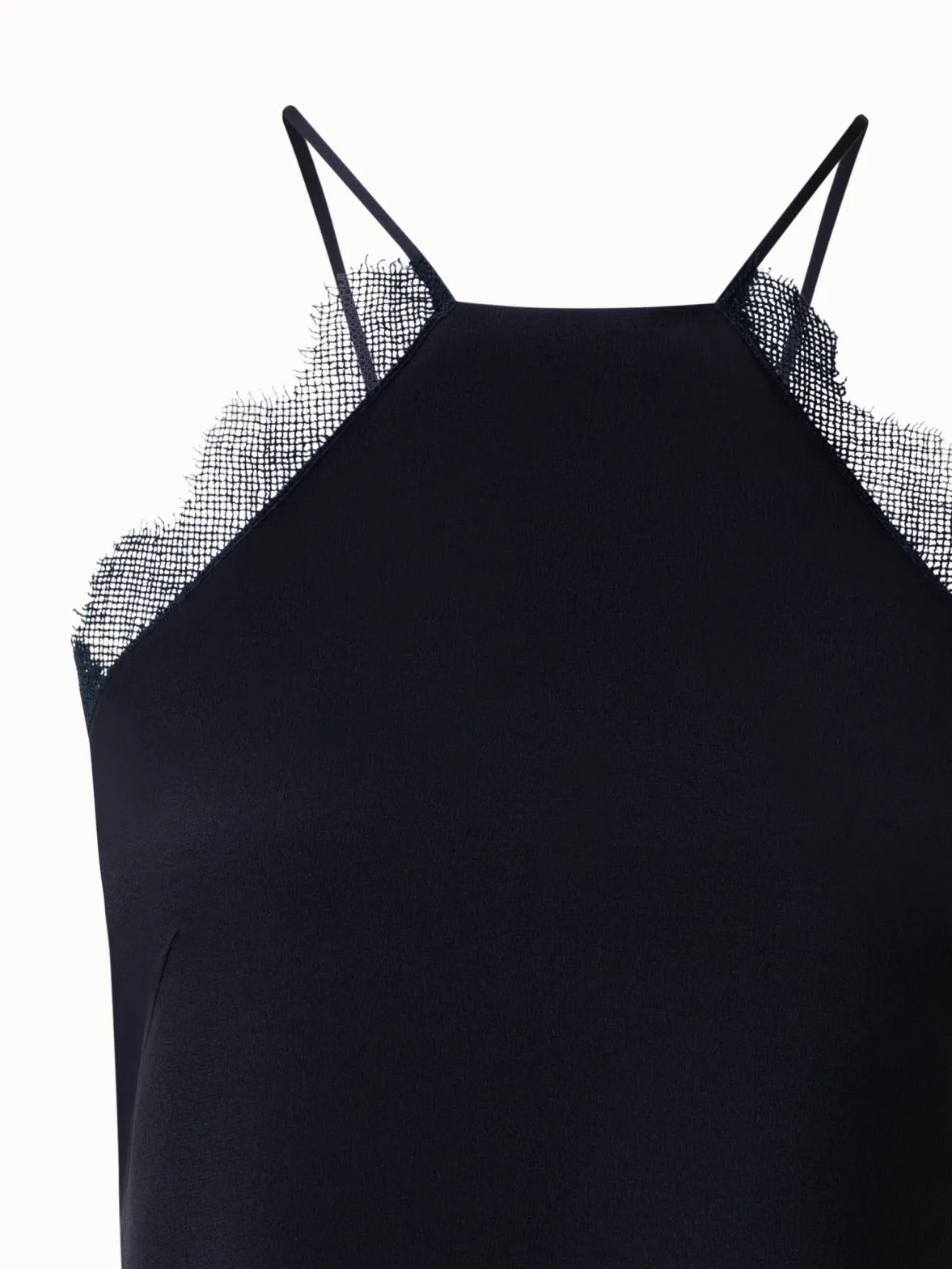 Silk Crêpe Strap Top with Lace Akris