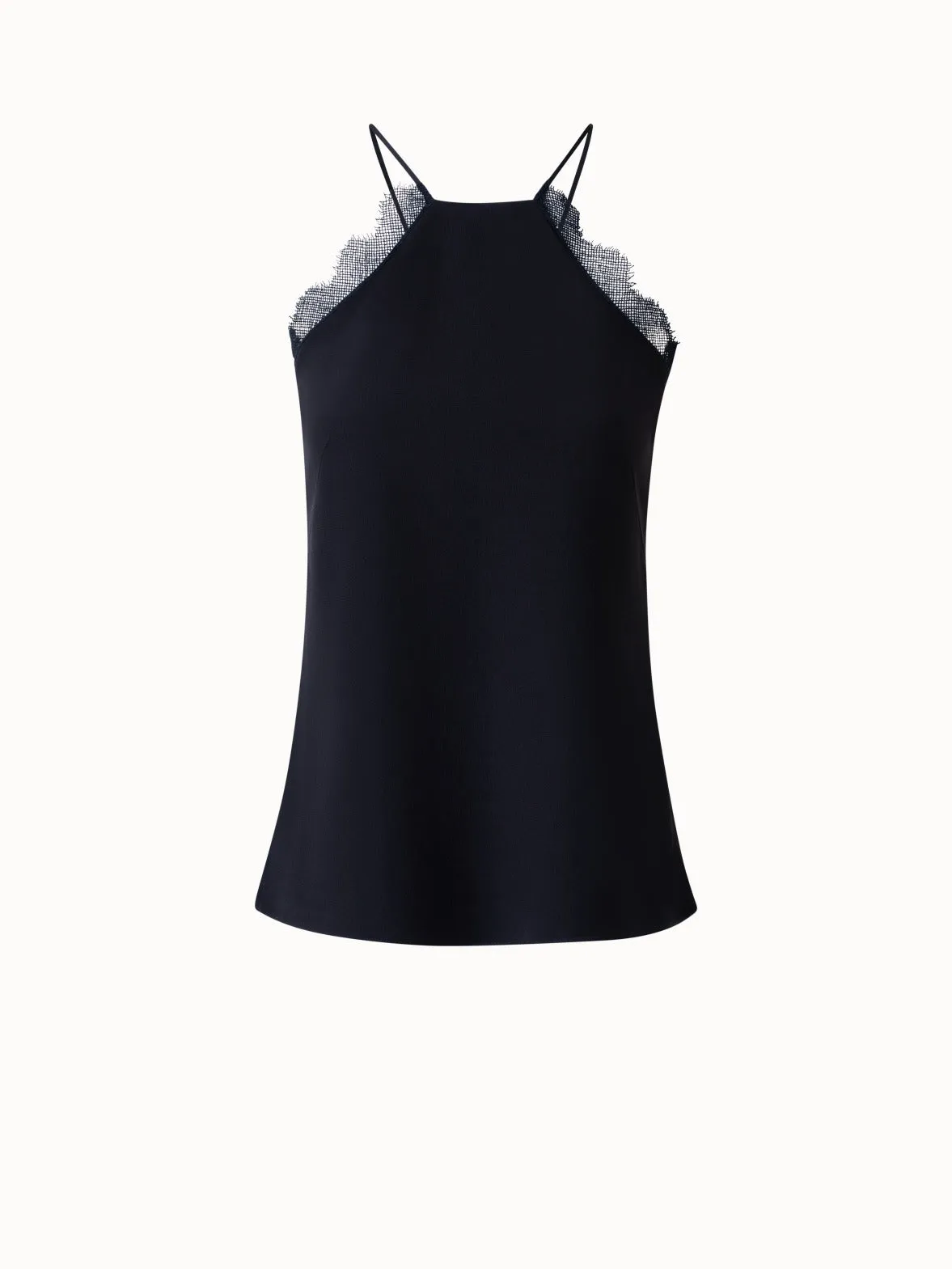 Silk Crêpe Strap Top with Lace Akris