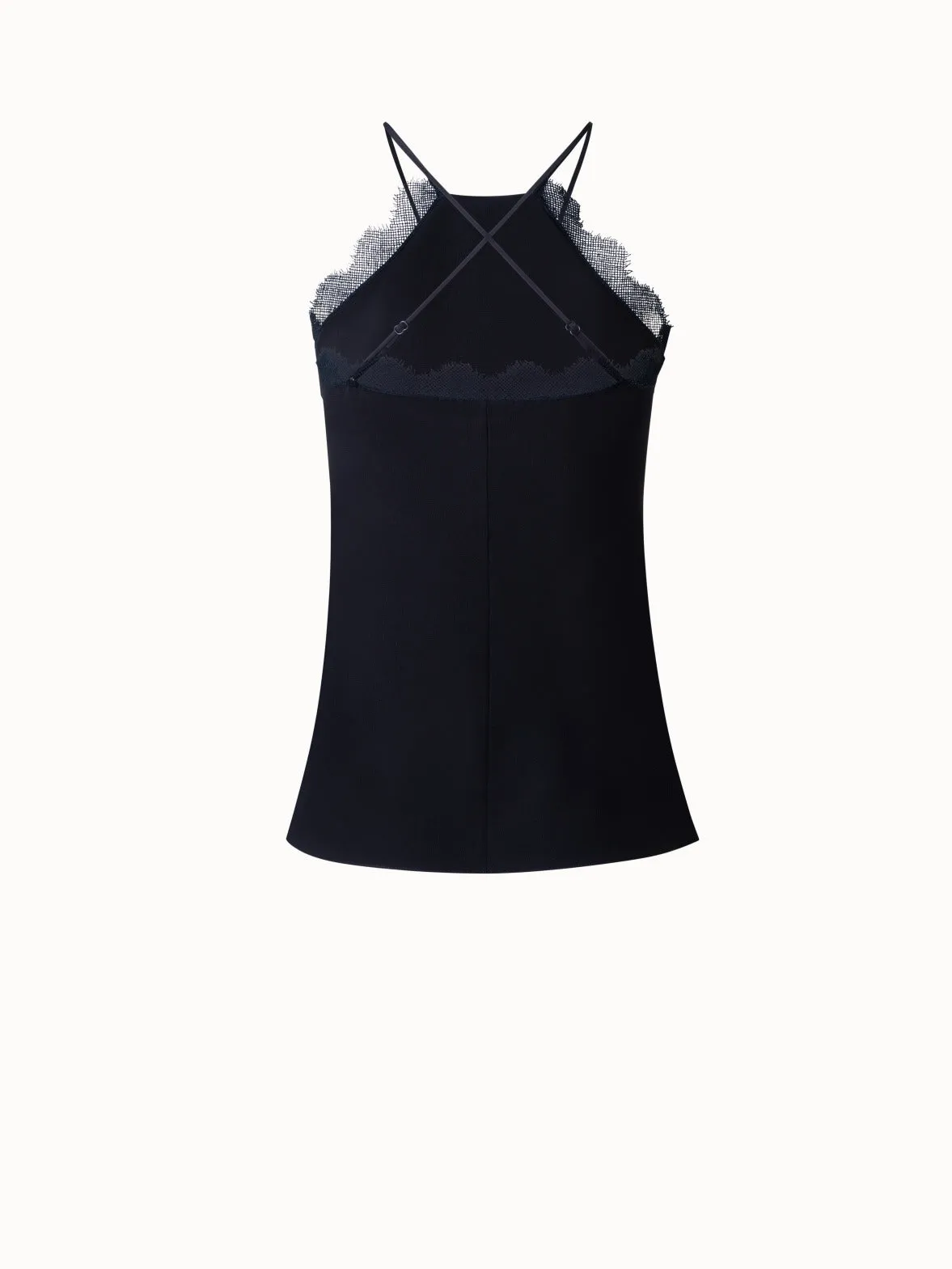 Silk Crêpe Strap Top with Lace Akris