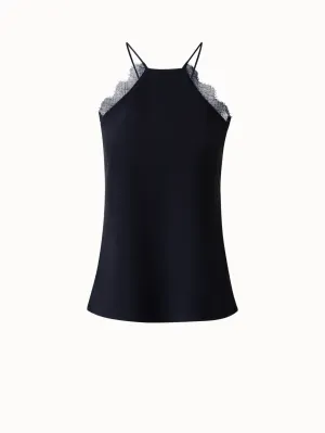 Silk Crêpe Strap Top with Lace Akris