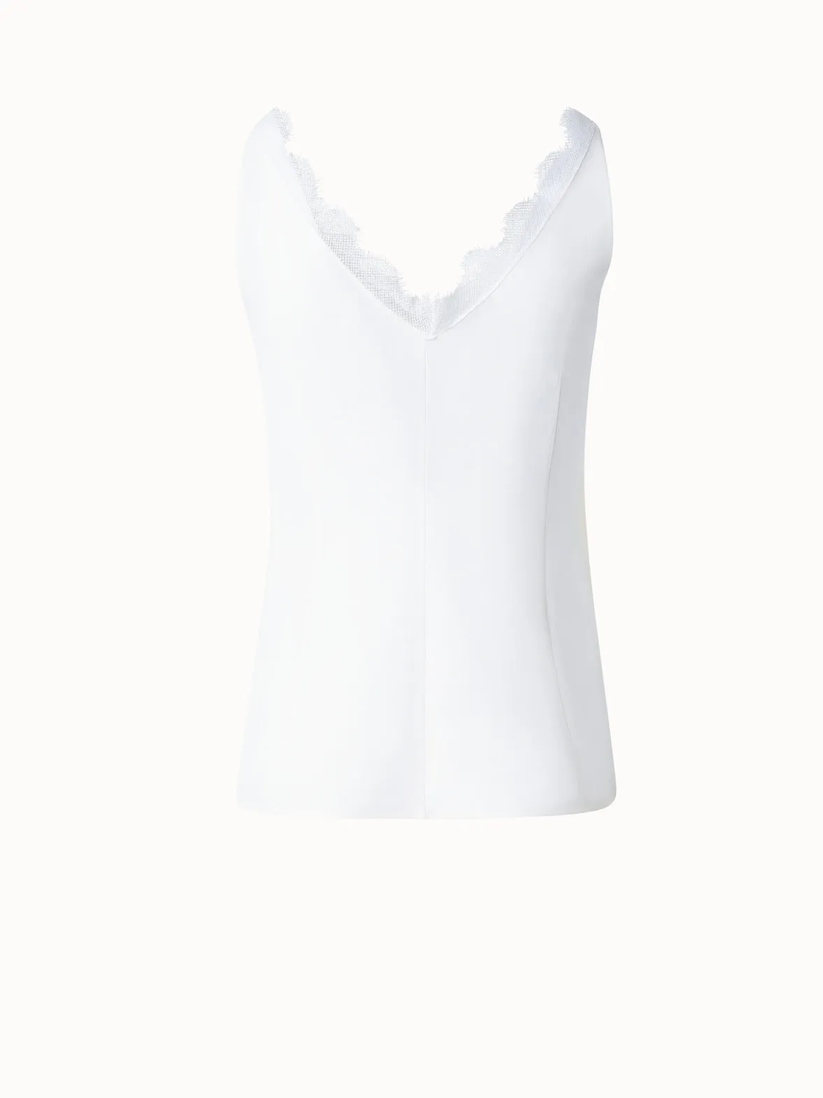Silk Crêpe V-Neck Top with Lace Akris