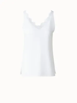 Silk Crêpe V-Neck Top with Lace Akris