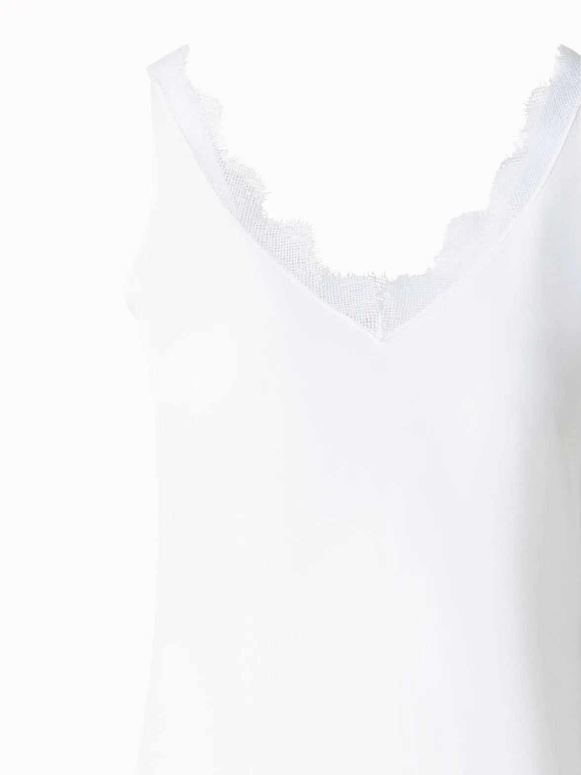 Silk Crêpe V-Neck Top with Lace Akris
