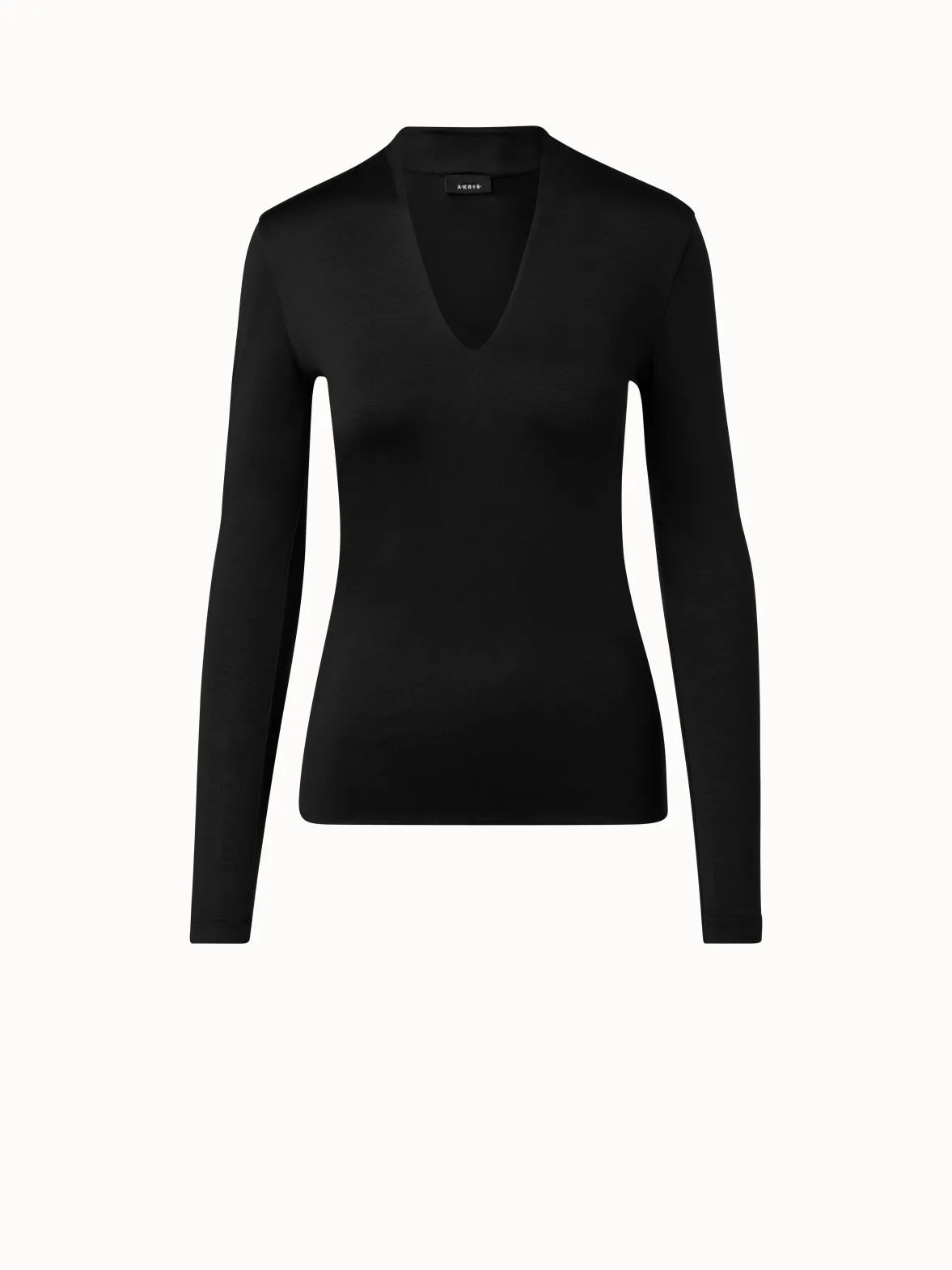 Silk Jersey Stretch Top with V-Neck Akris