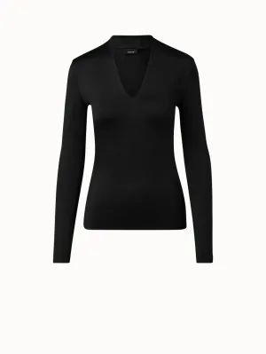 Silk Jersey Stretch Top with V-Neck Akris