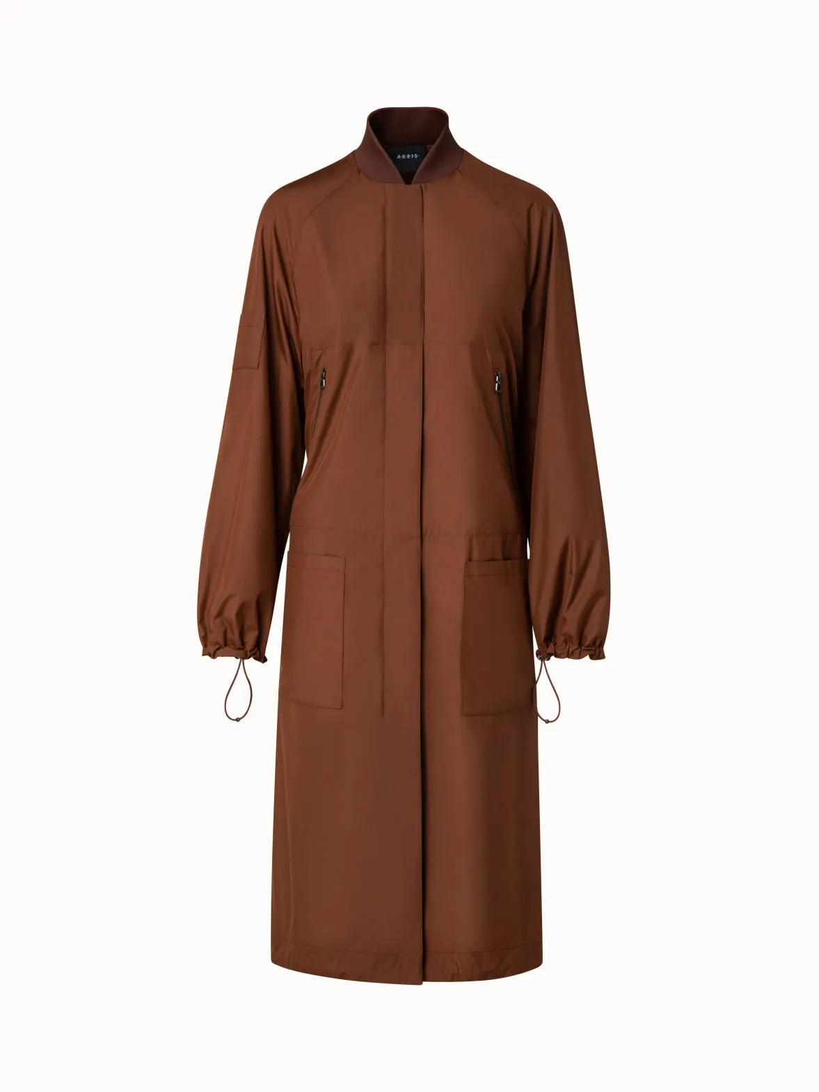 Silk Long Bomber Jacket Akris