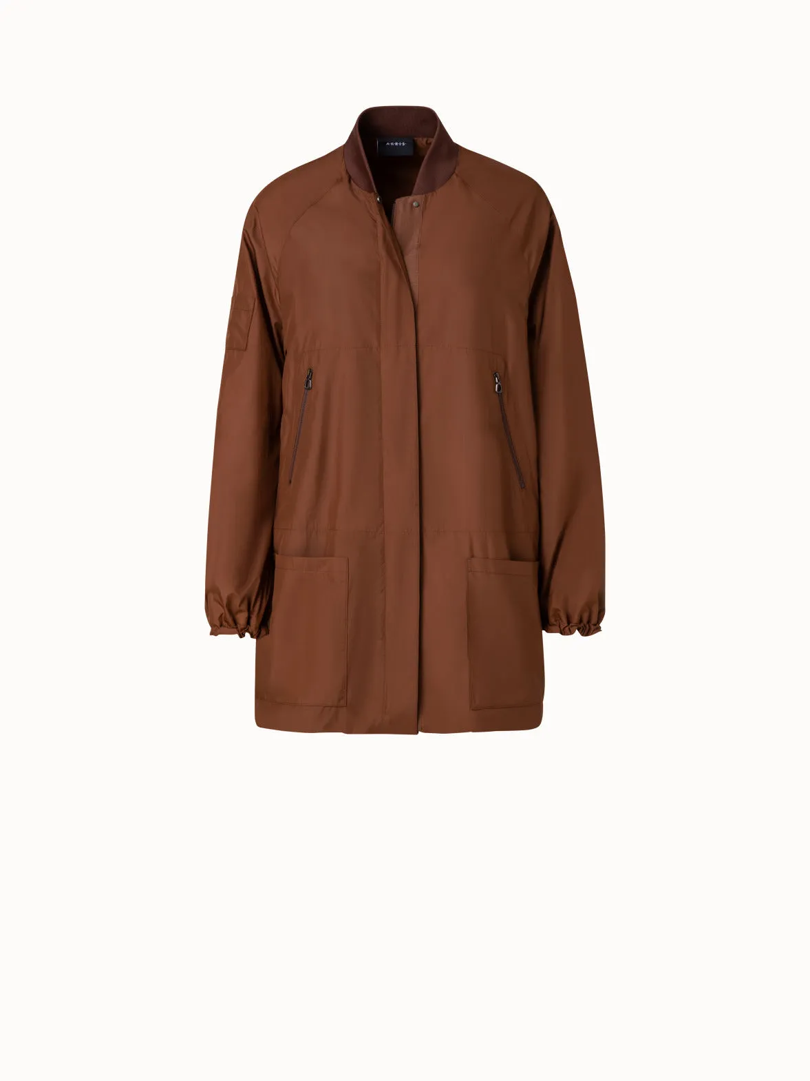 Silk Long Bomber Jacket Akris