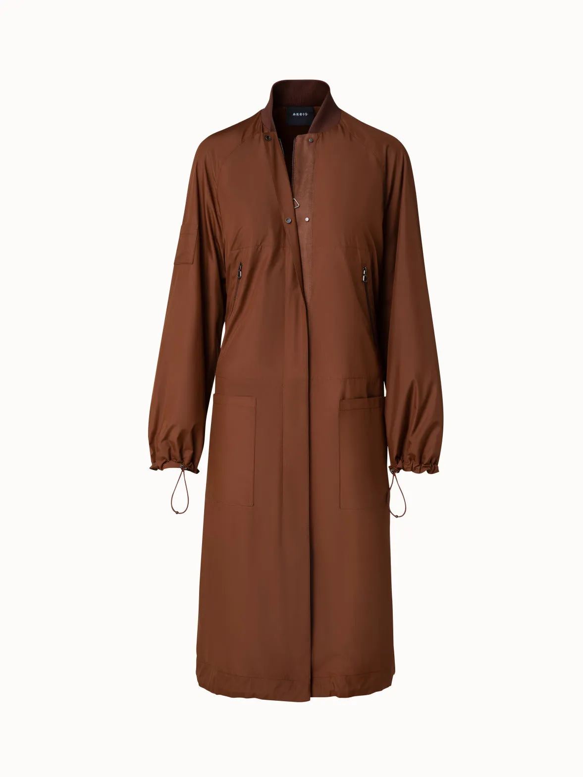 Silk Long Bomber Jacket Akris