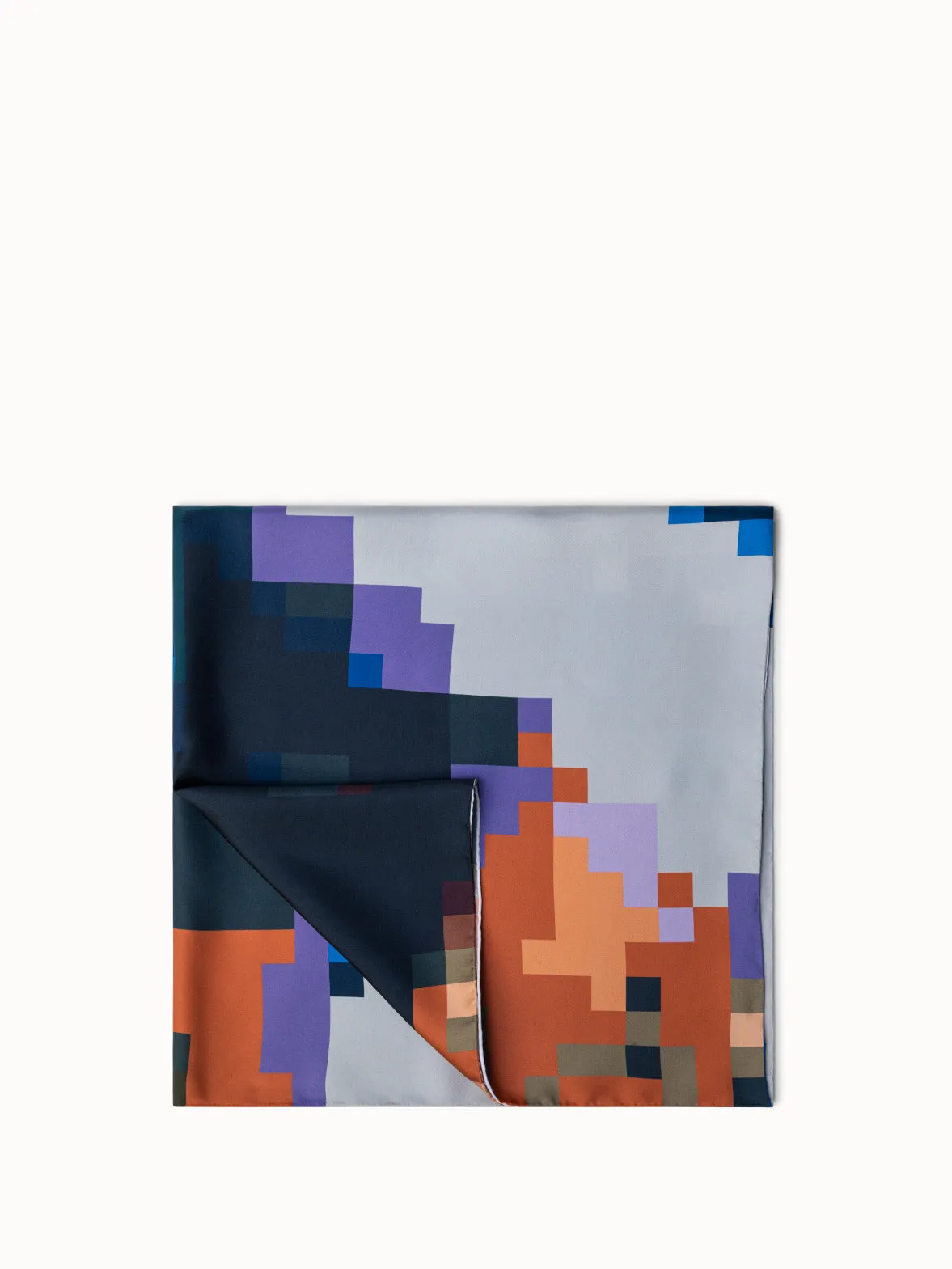 Silk Scarf with Blue Flowers at Home Print Akris