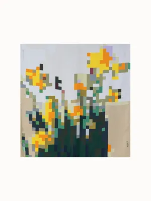 Silk Scarf with Flowers at Home Print Akris