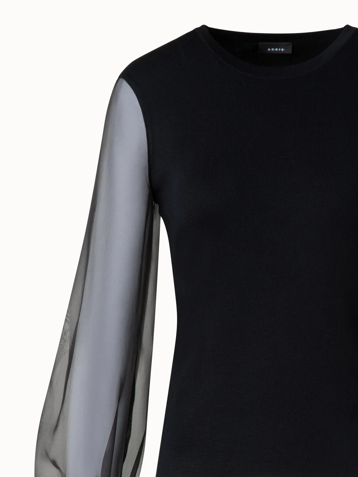 Silk Sweater with Sheer Organza Sleeves Akris