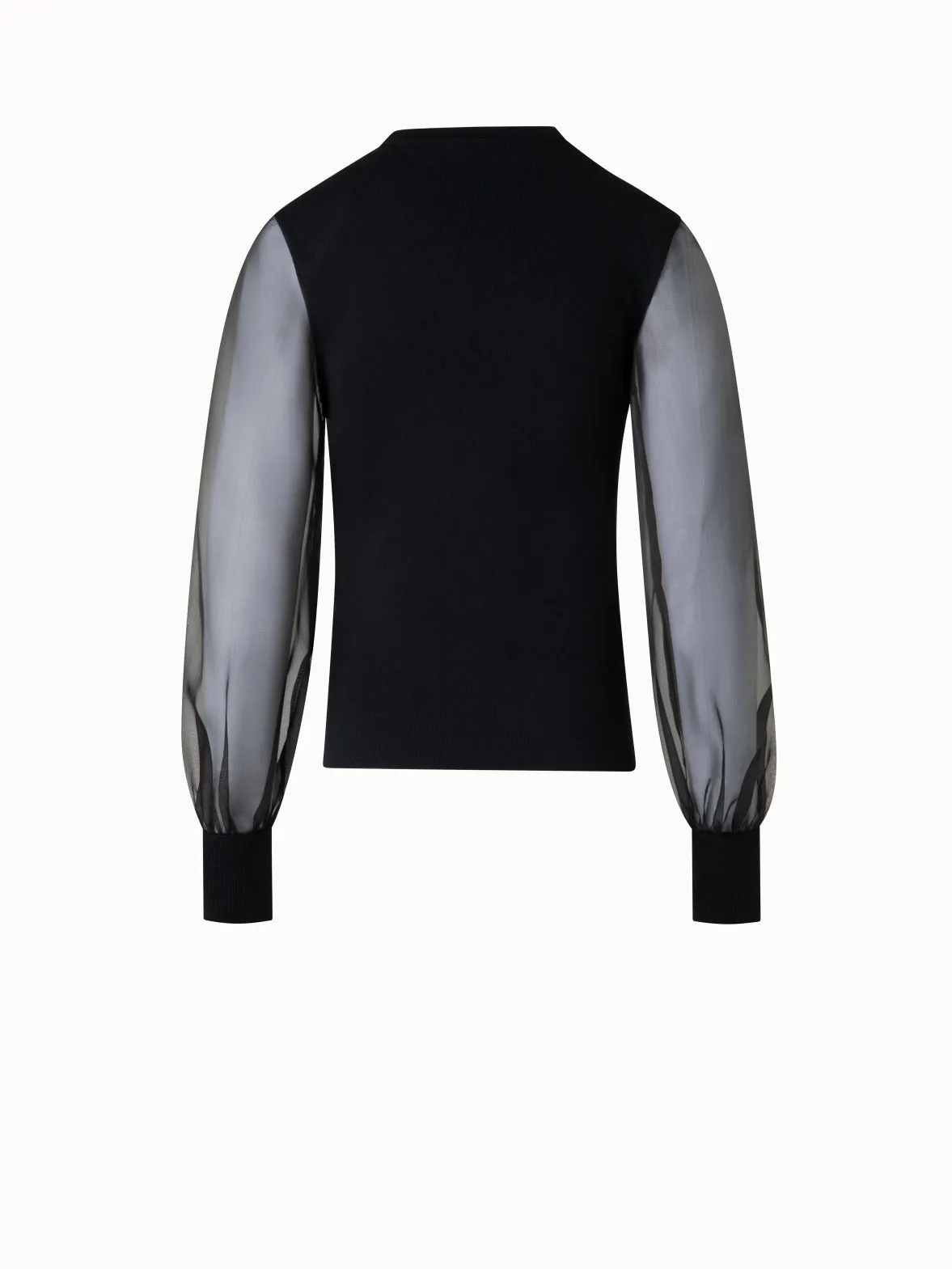 Silk Sweater with Sheer Organza Sleeves Akris