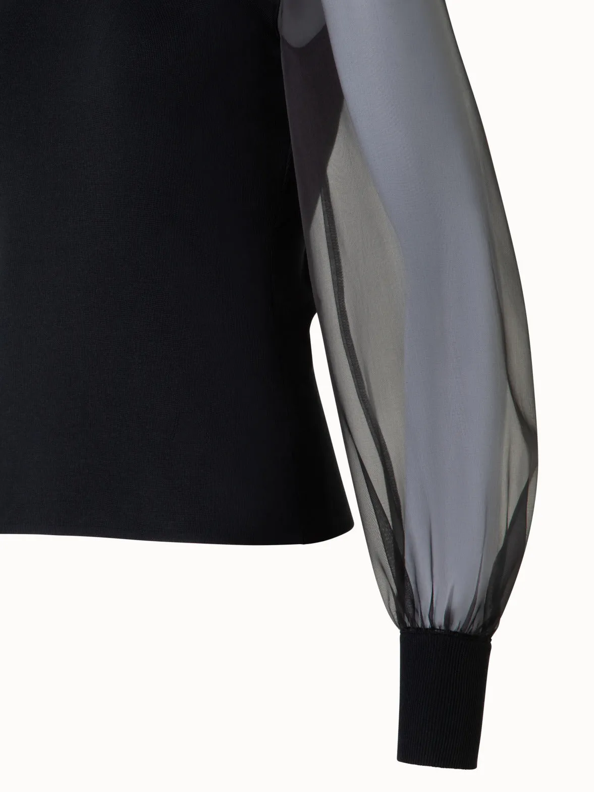 Silk Sweater with Sheer Organza Sleeves Akris