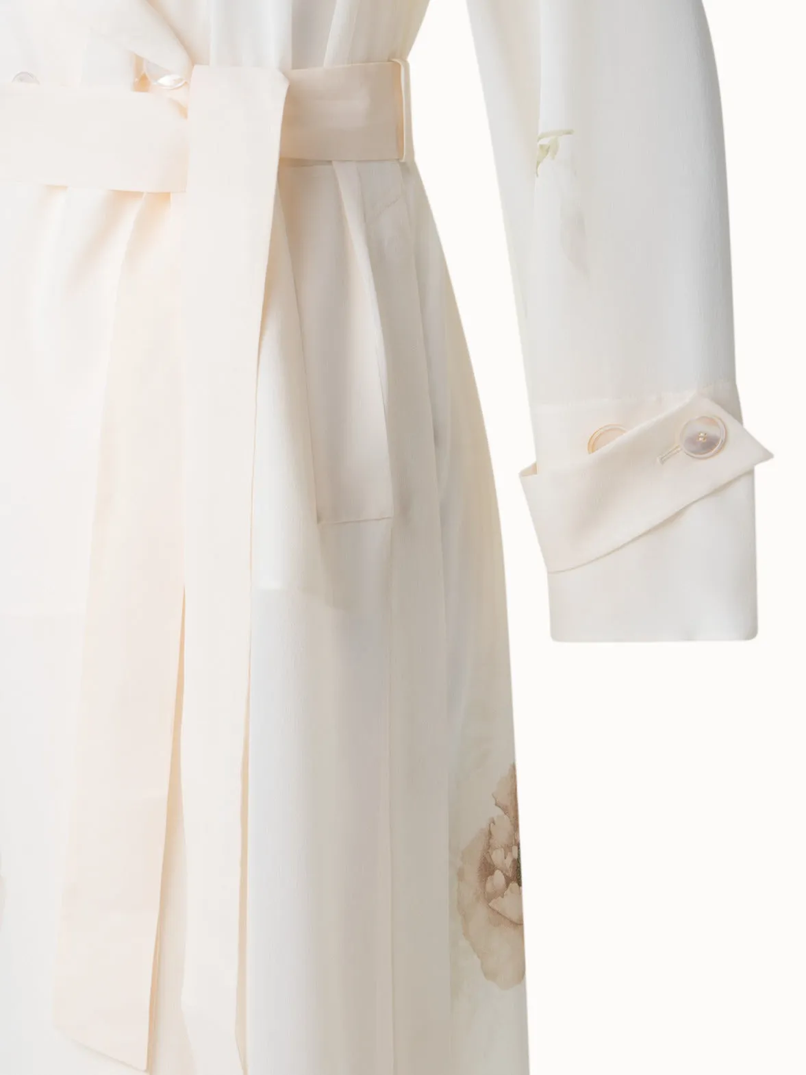 Silk Trench Coat with Anemone Print Akris