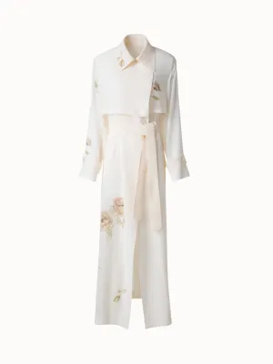 Silk Trench Coat with Anemone Print Akris