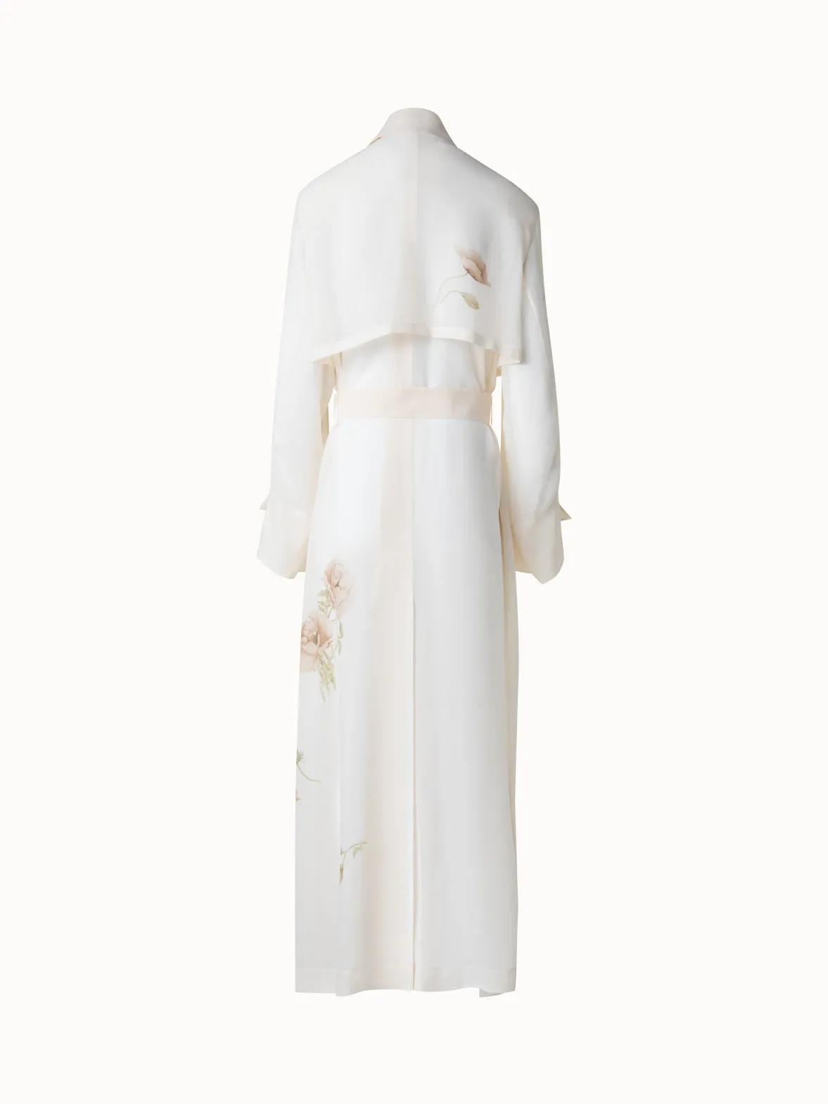 Silk Trench Coat with Anemone Print Akris