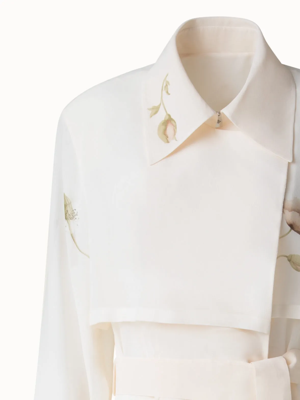 Silk Trench Coat with Anemone Print Akris