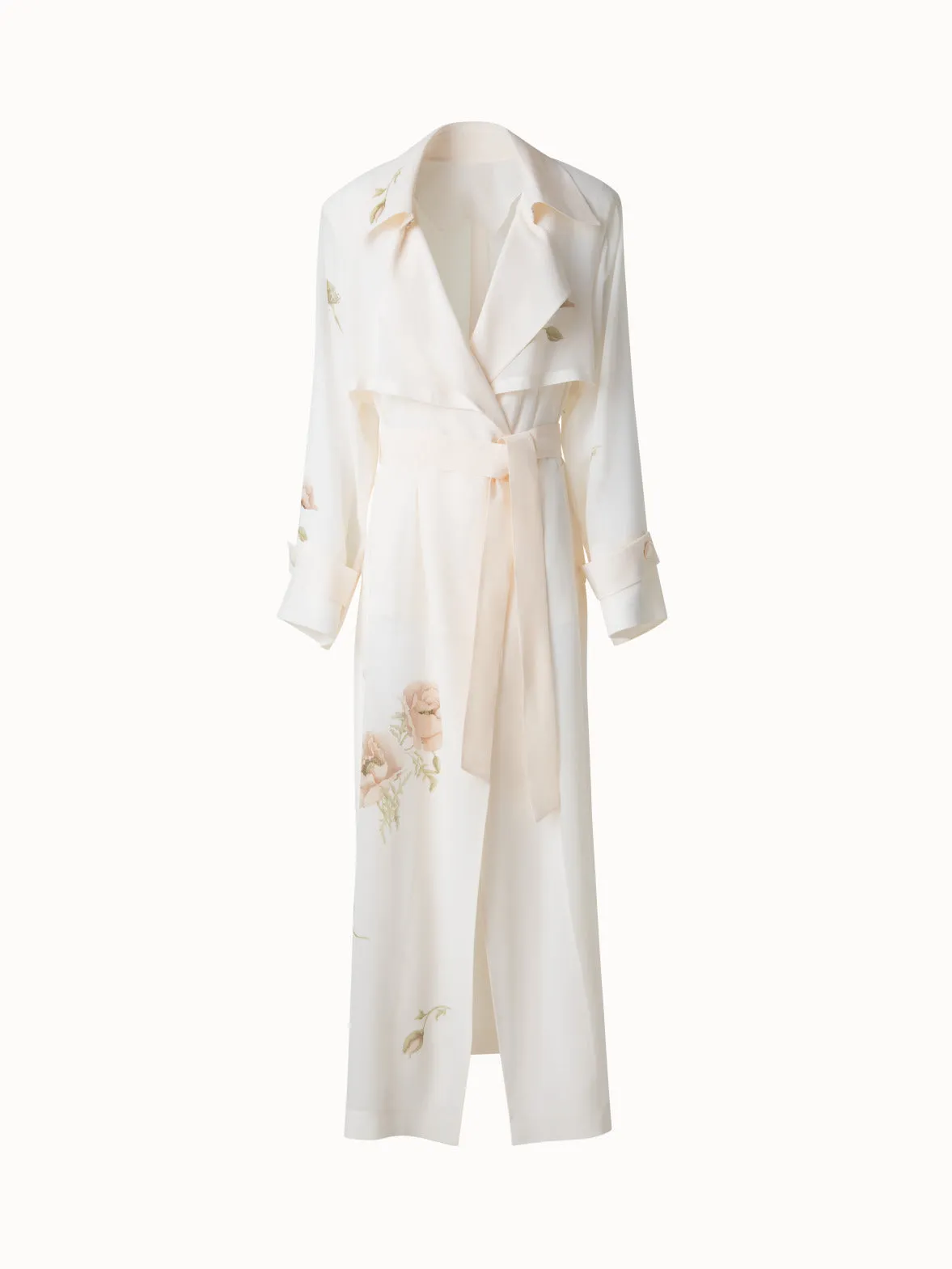 Silk Trench Coat with Anemone Print Akris