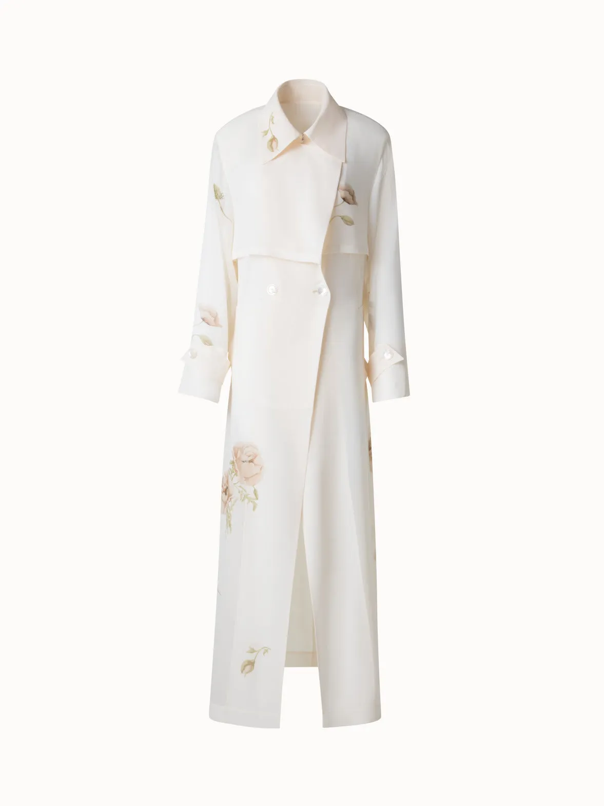 Silk Trench Coat with Anemone Print Akris