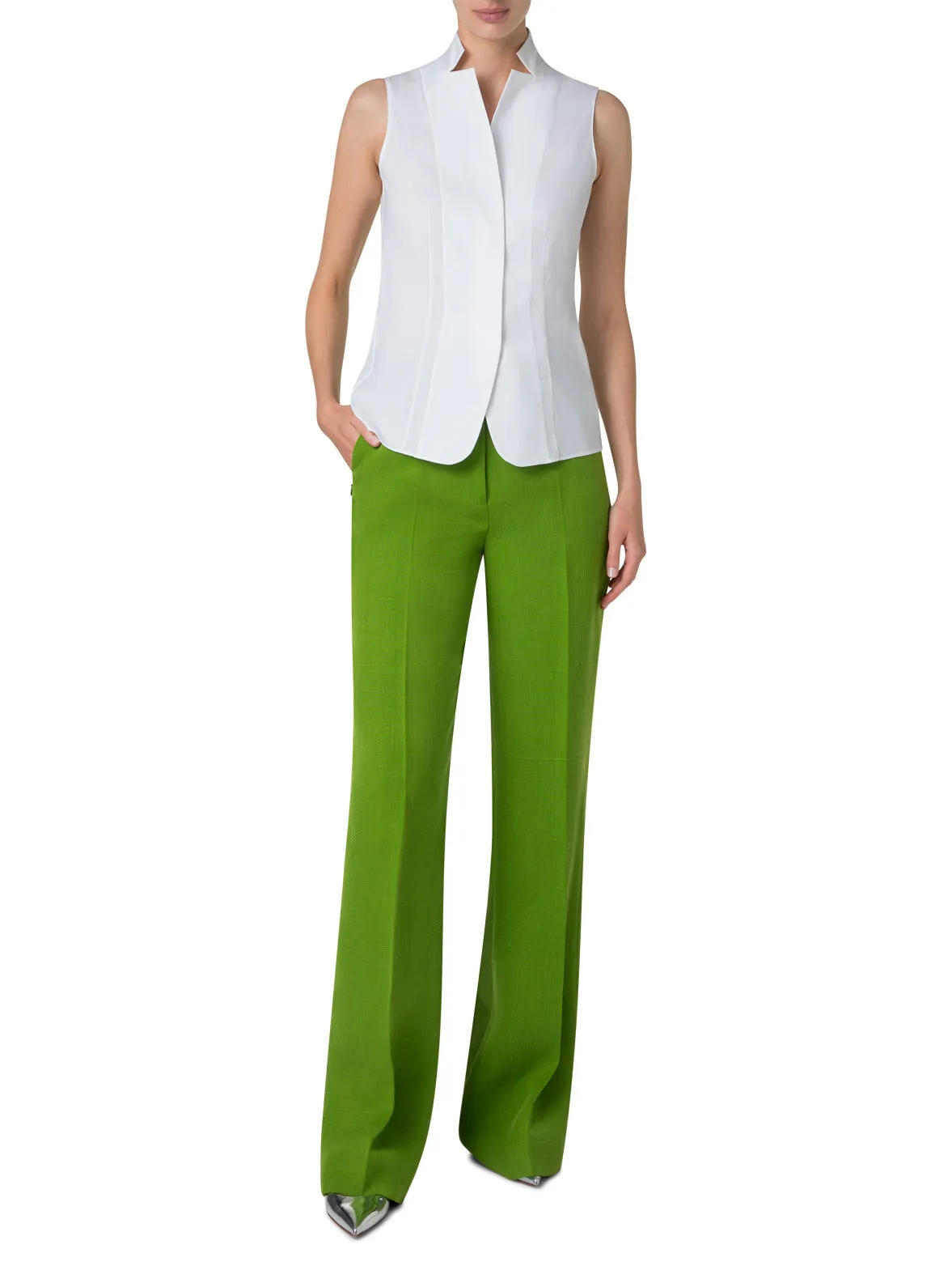 Sleeveless Cotton Stretch Gilet Blouse Akris