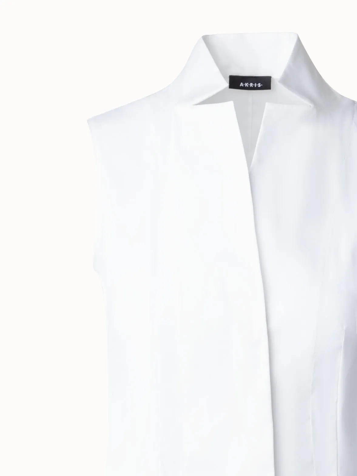 Sleeveless Cotton Stretch Gilet Blouse Akris