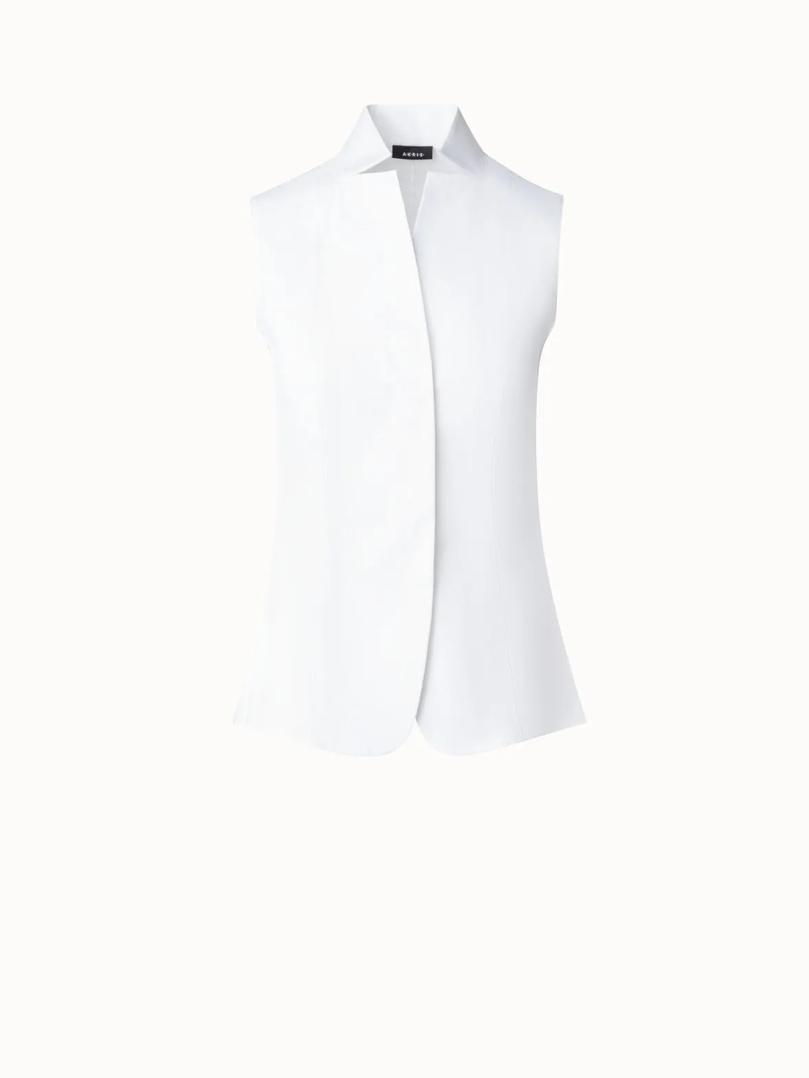 Sleeveless Cotton Stretch Gilet Blouse Akris