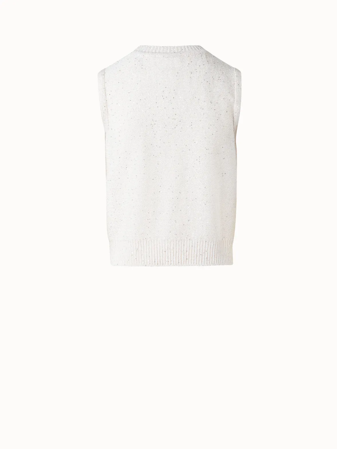 Sleeveless Linen Cotton Knit Top with Sequins Akris