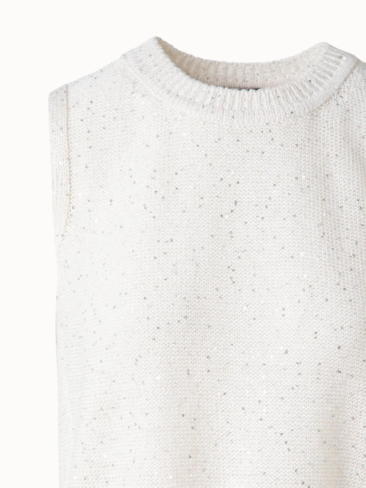 Sleeveless Linen Cotton Knit Top with Sequins Akris