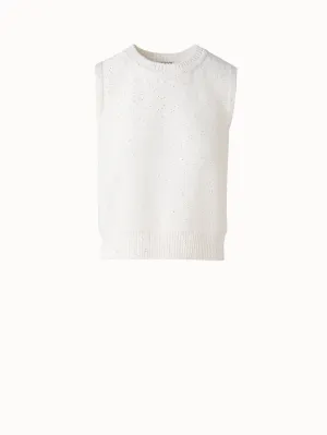 Sleeveless Linen Cotton Knit Top with Sequins Akris