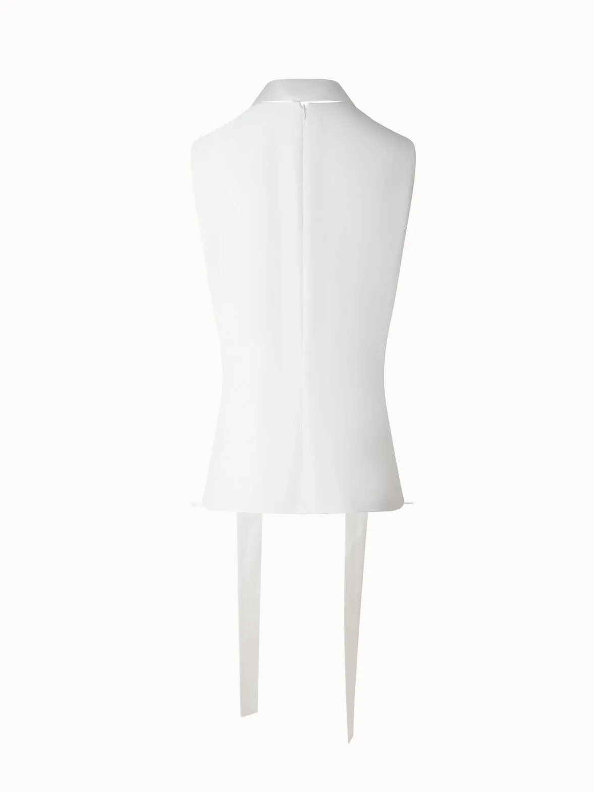Sleeveless Tie Neck Blouse in Linen Blend Akris