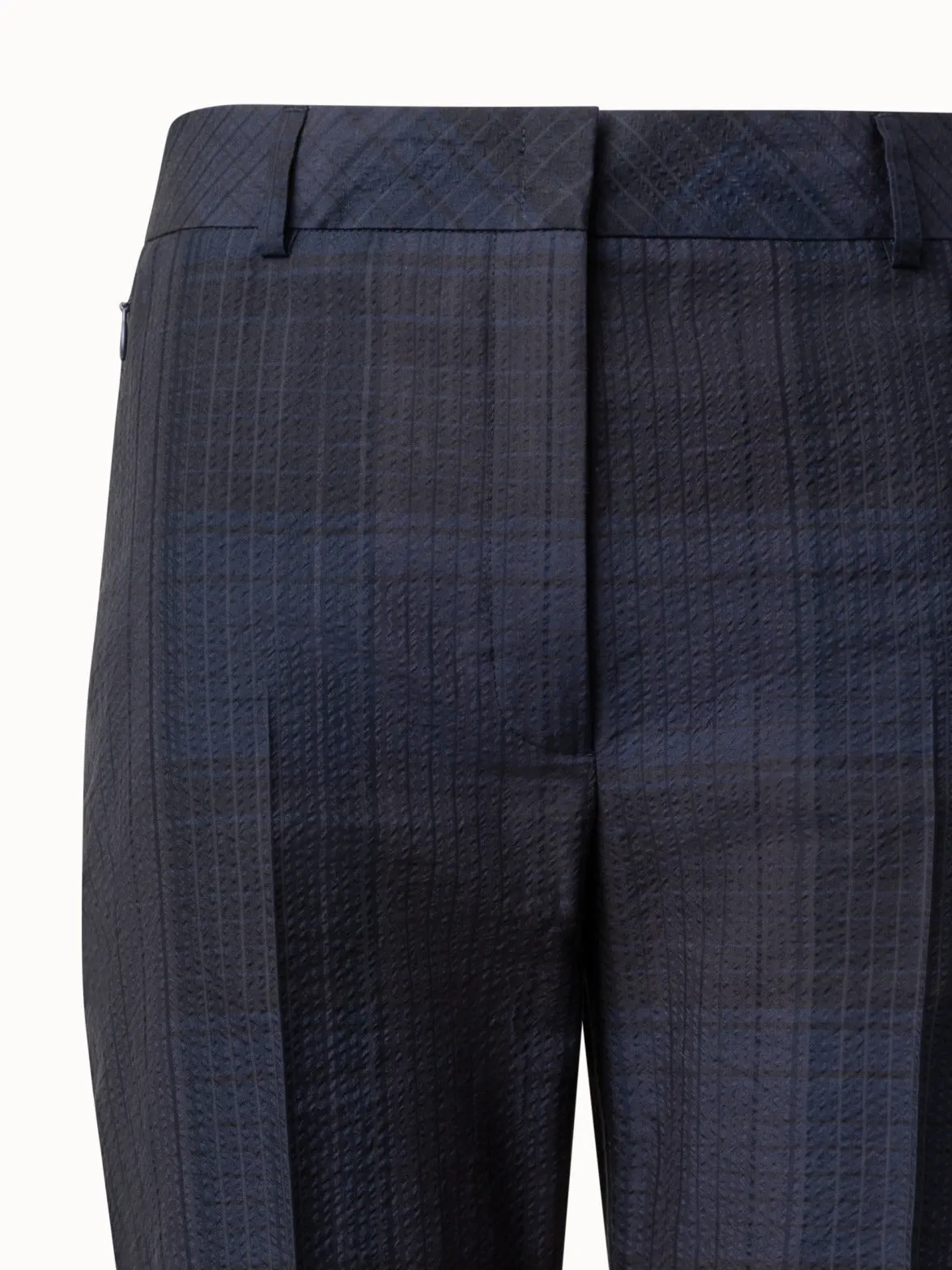 Slight Bootcut Silk Cotton Seersucker Pants Akris