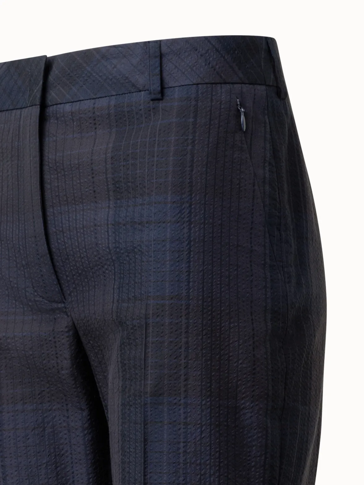 Slight Bootcut Silk Cotton Seersucker Pants Akris