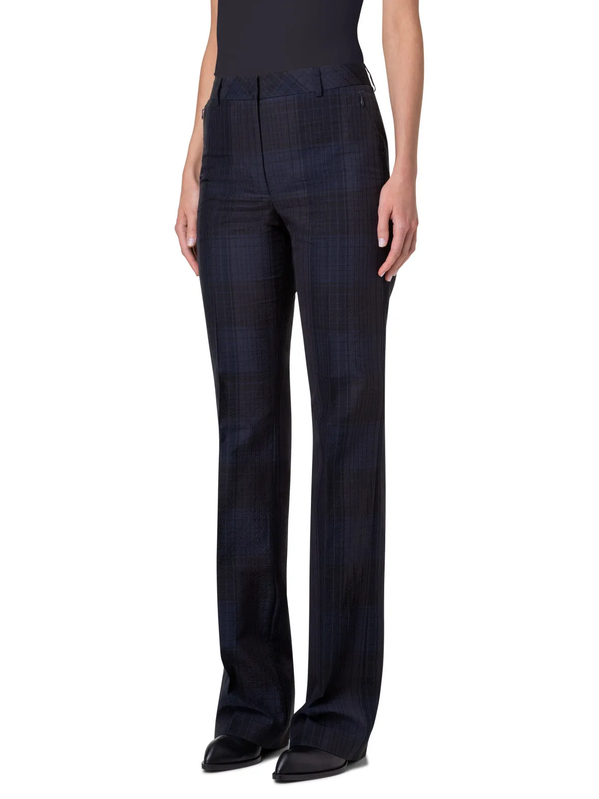 Slight Bootcut Silk Cotton Seersucker Pants Akris