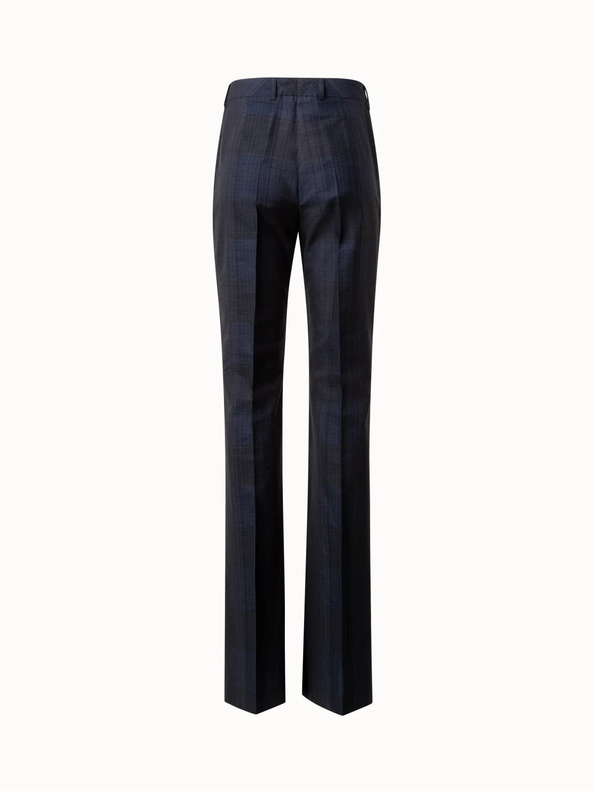 Slight Bootcut Silk Cotton Seersucker Pants Akris