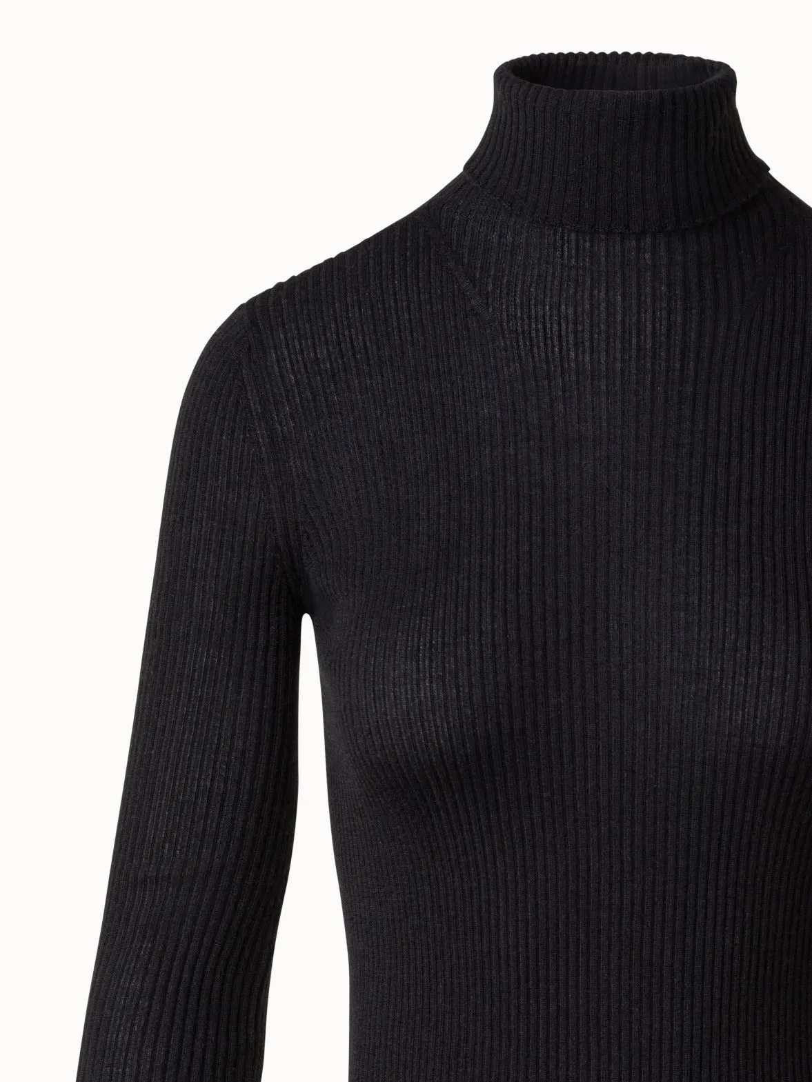 Slit Sleeve Cashmere Silk Turtleneck Sweater Akris