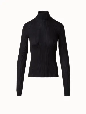 Slit Sleeve Cashmere Silk Turtleneck Sweater Akris
