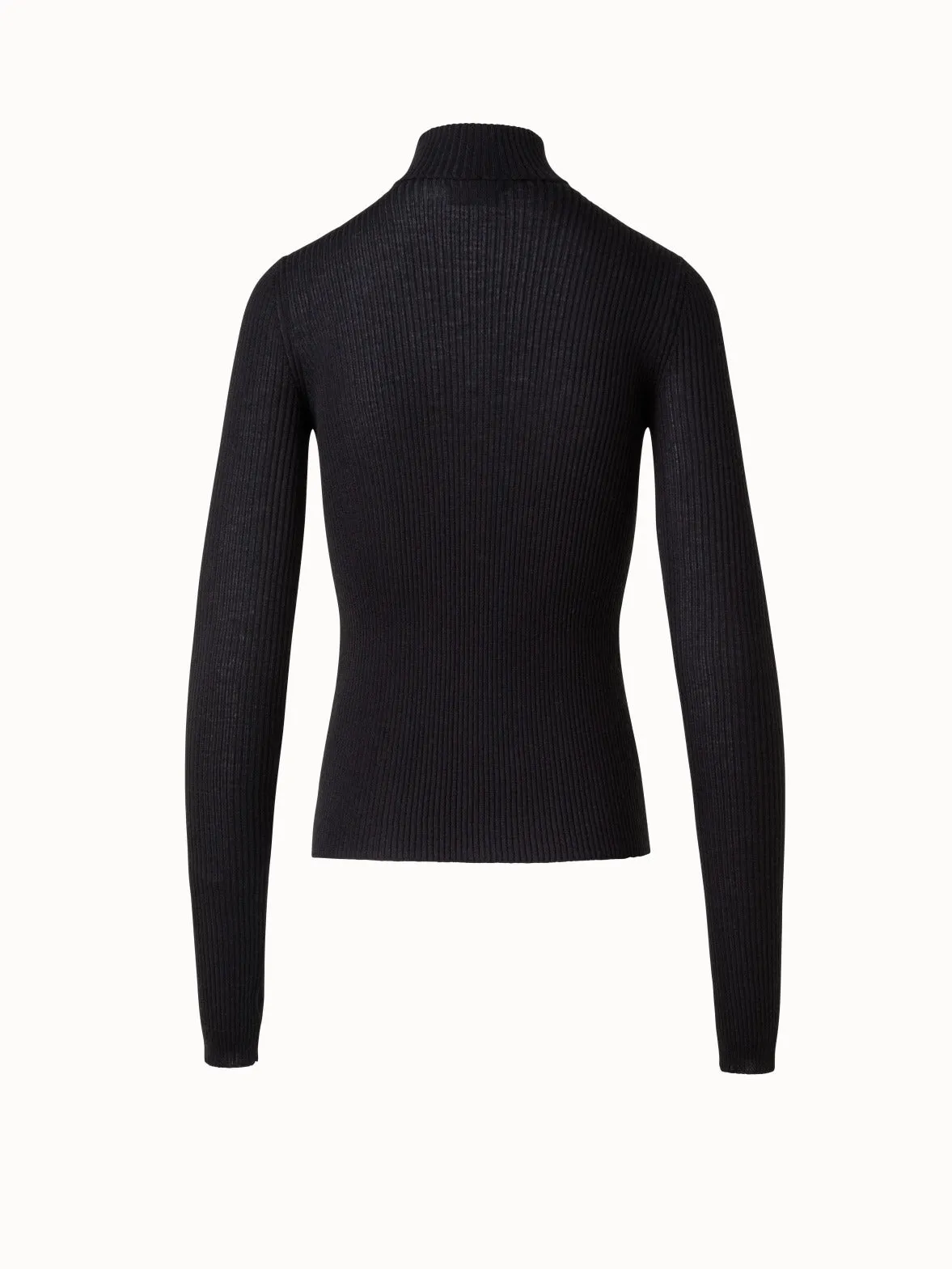 Slit Sleeve Cashmere Silk Turtleneck Sweater Akris