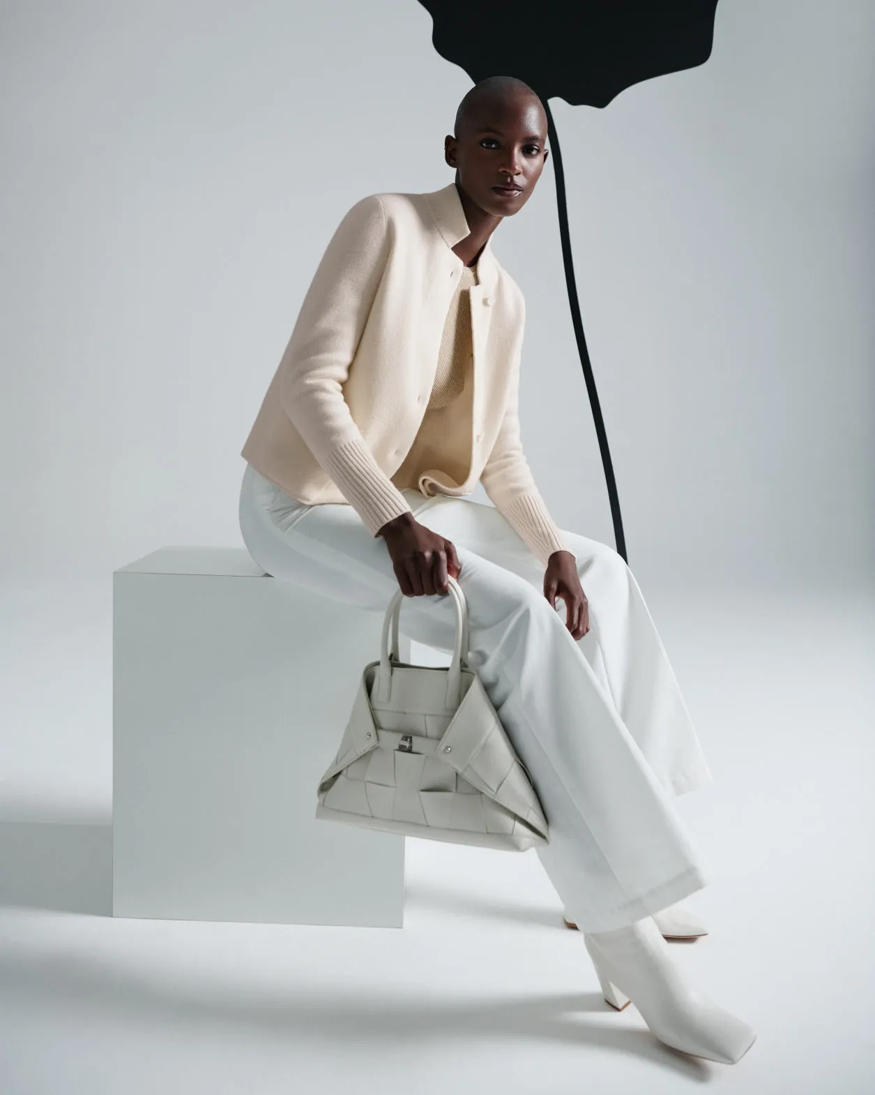 Stand Up Collar Cardigan in Cashmere Akris
