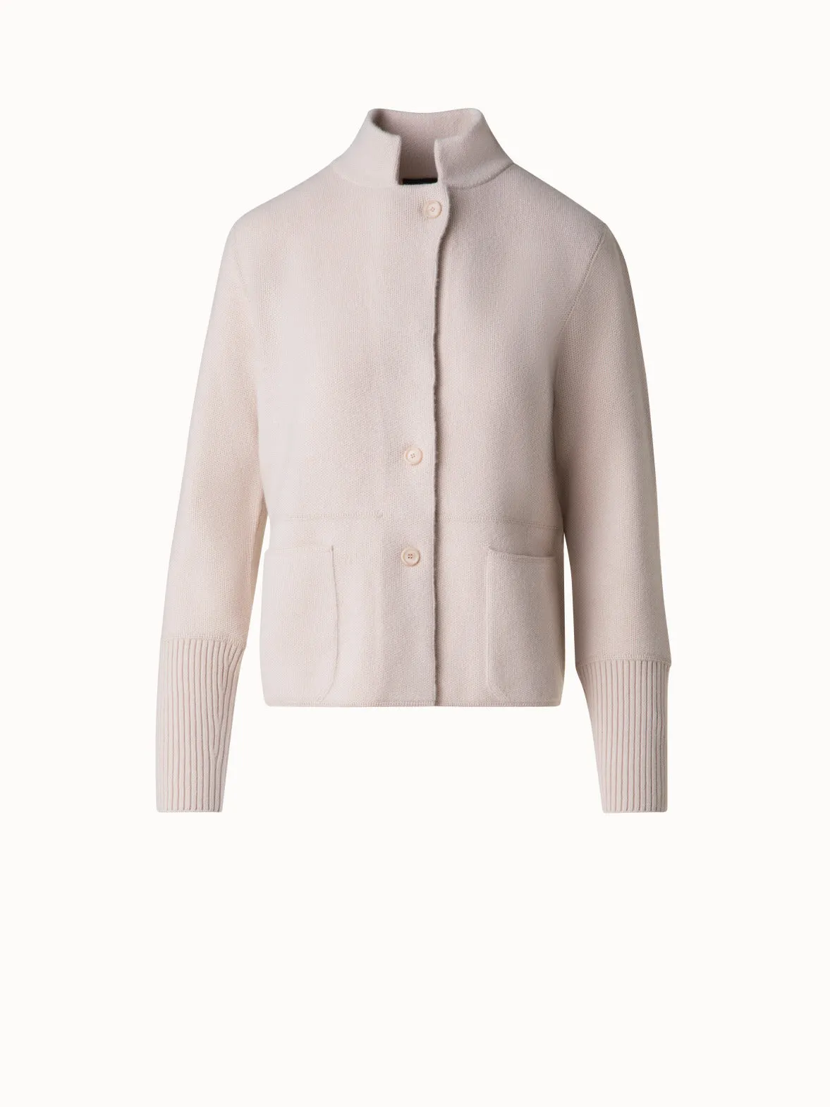 Stand Up Collar Cardigan in Cashmere Akris
