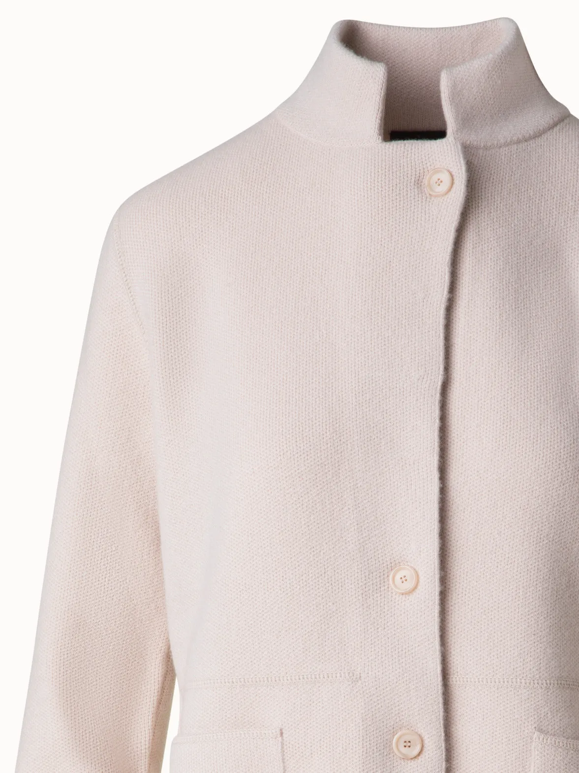 Stand Up Collar Cardigan in Cashmere Akris