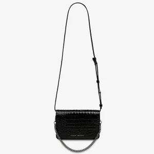STATUS ANXIETY Womens She Burns Leather Bag - Black Croc Emboss