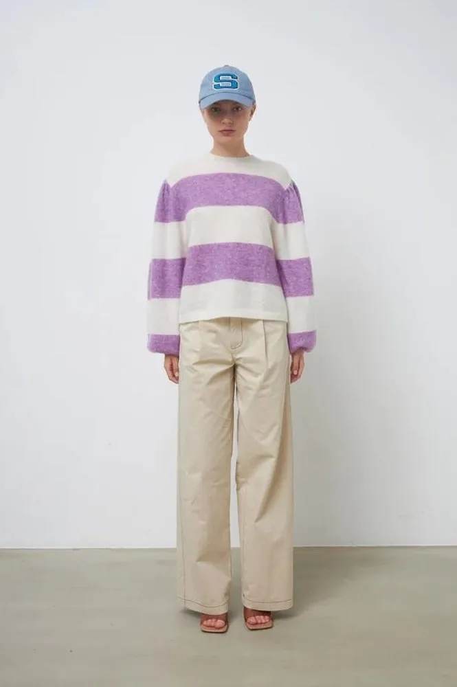 Stella Nova Striped Purple and Creme Sweater