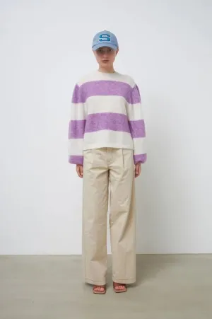 Stella Nova Striped Purple and Creme Sweater