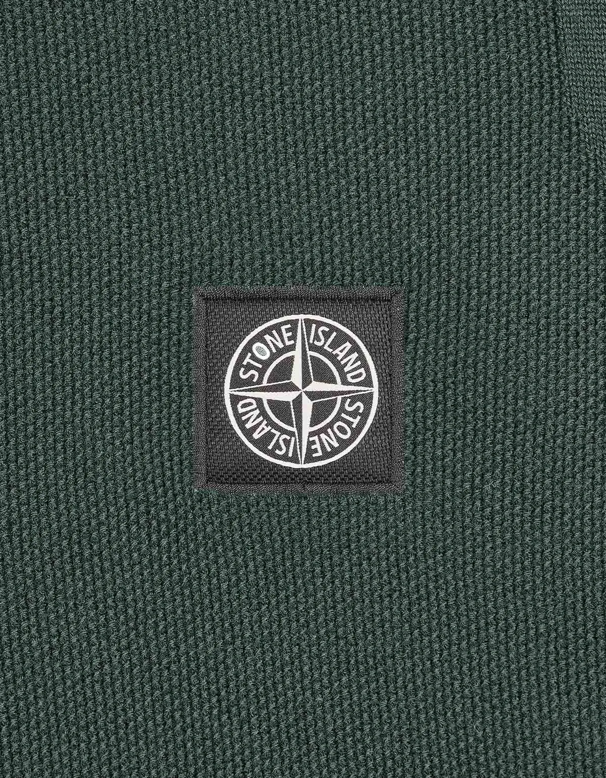 Stone Island Green Compass Logo Knitted Polo T-Shirt