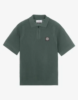 Stone Island Green Compass Logo Knitted Polo T-Shirt