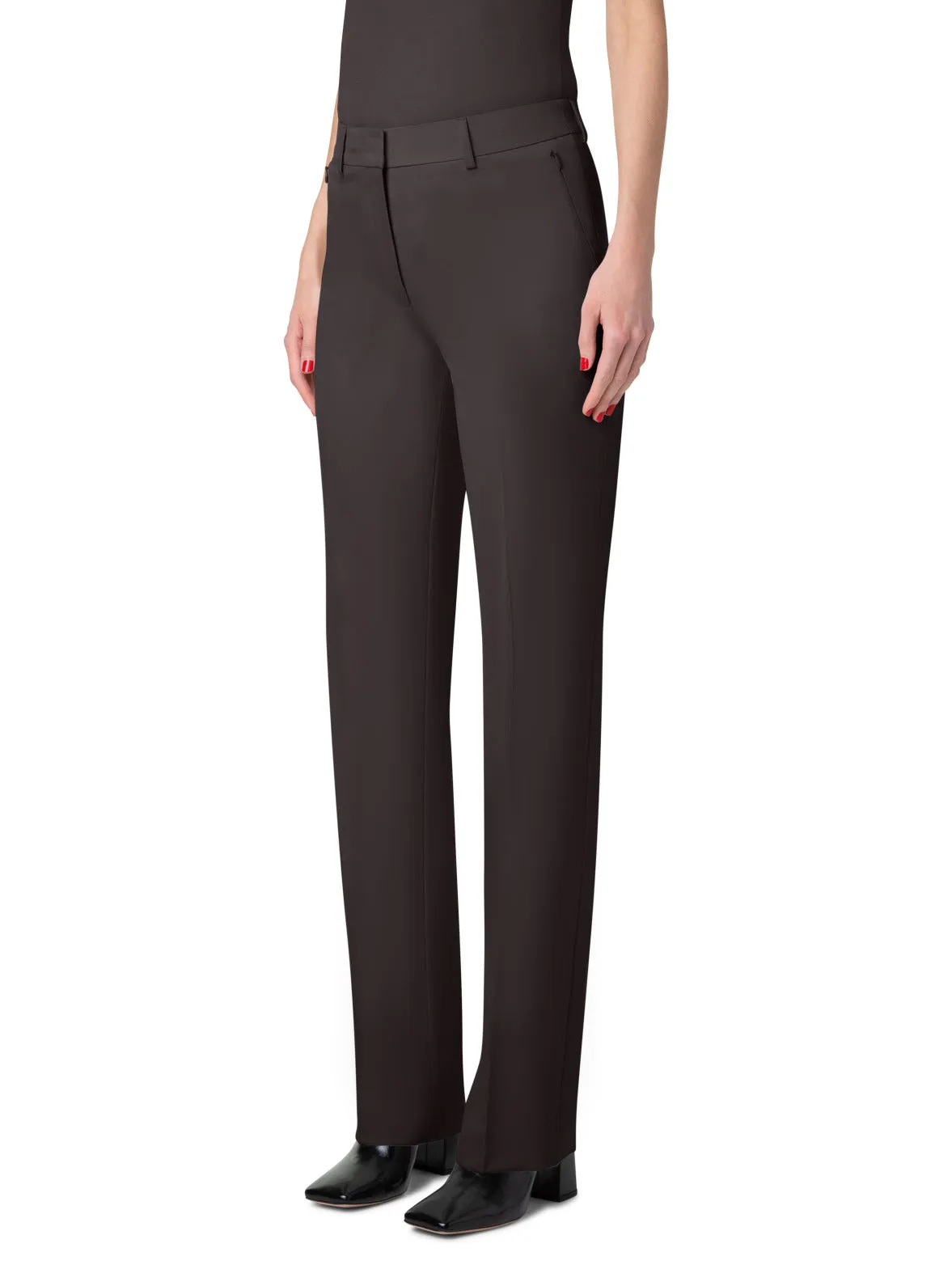 Straight Cashmere Stretch Flannel Pants Akris